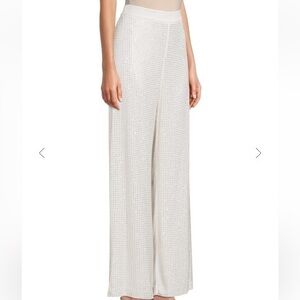 NWT Elegant Cream Knit Trouseds Sequence Glitter Pants size medium